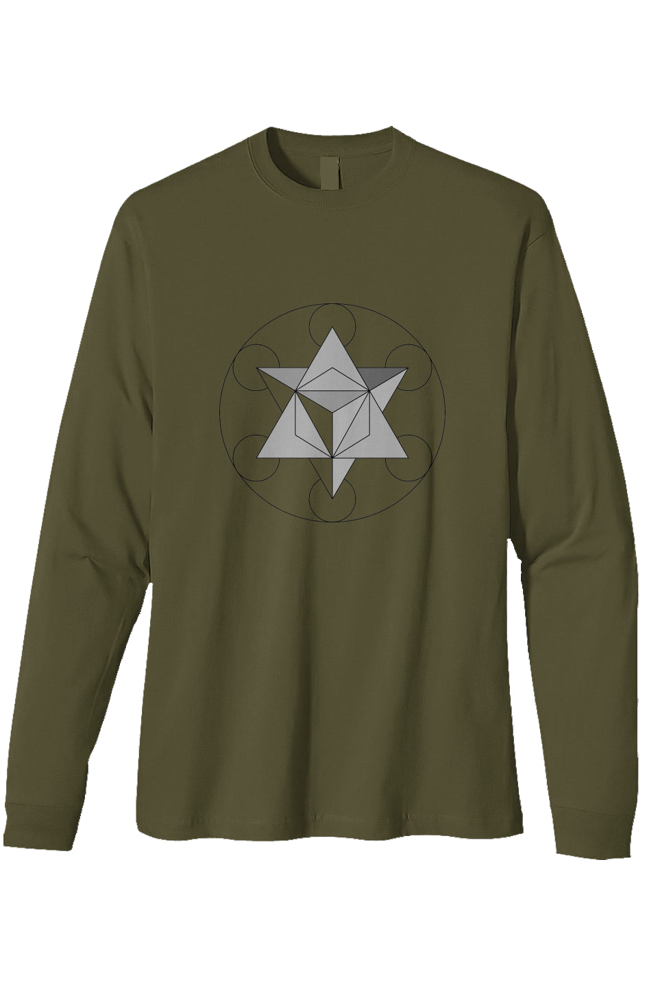 Primal Force Merkaba Men's Heavyweight Long Sleeve T Shirt-100% Organic Cotton