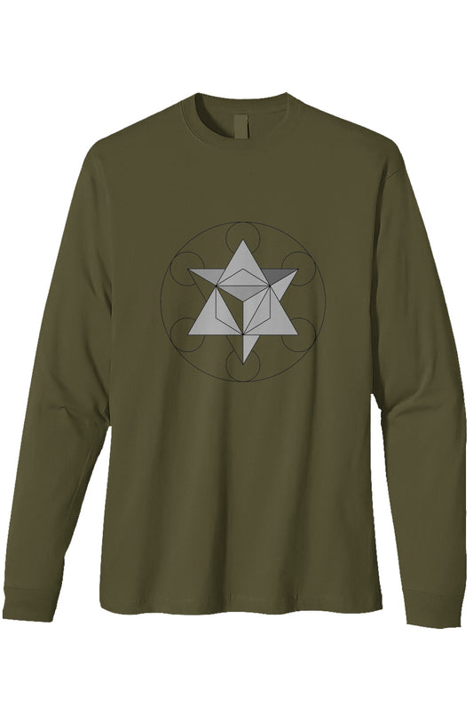 Primal Force Merkaba Men's Heavyweight Long Sleeve T Shirt-100% Organic Cotton