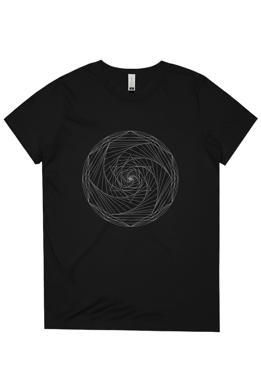 Spiral Merkaba Womens Relaxed Fit Tshirt- 100% Organic Cotton