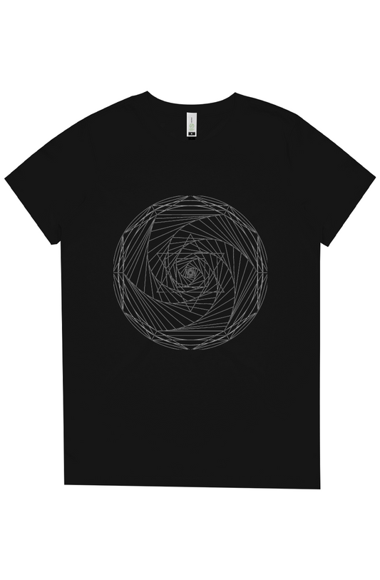 Women's Relaxed Fit T-Shirt    Spiral Merkaba    100% Organic Cotton